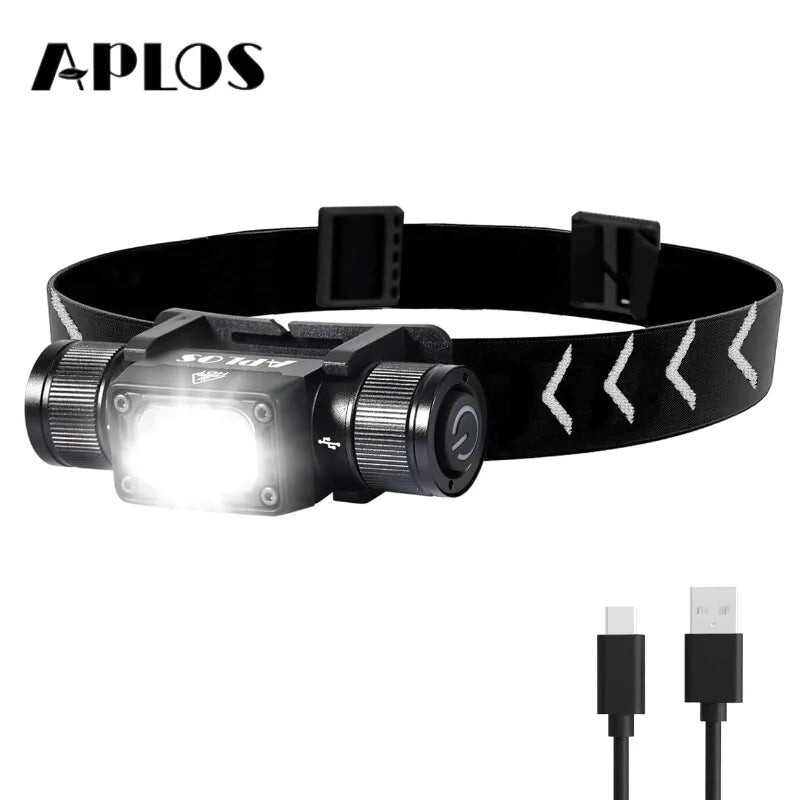 APLOS H340 Rechargeable LED Mini Headlamp 18650 Flashlight 1500lm 180° Swivel Base with Red Light Mode Strong Light Headlight