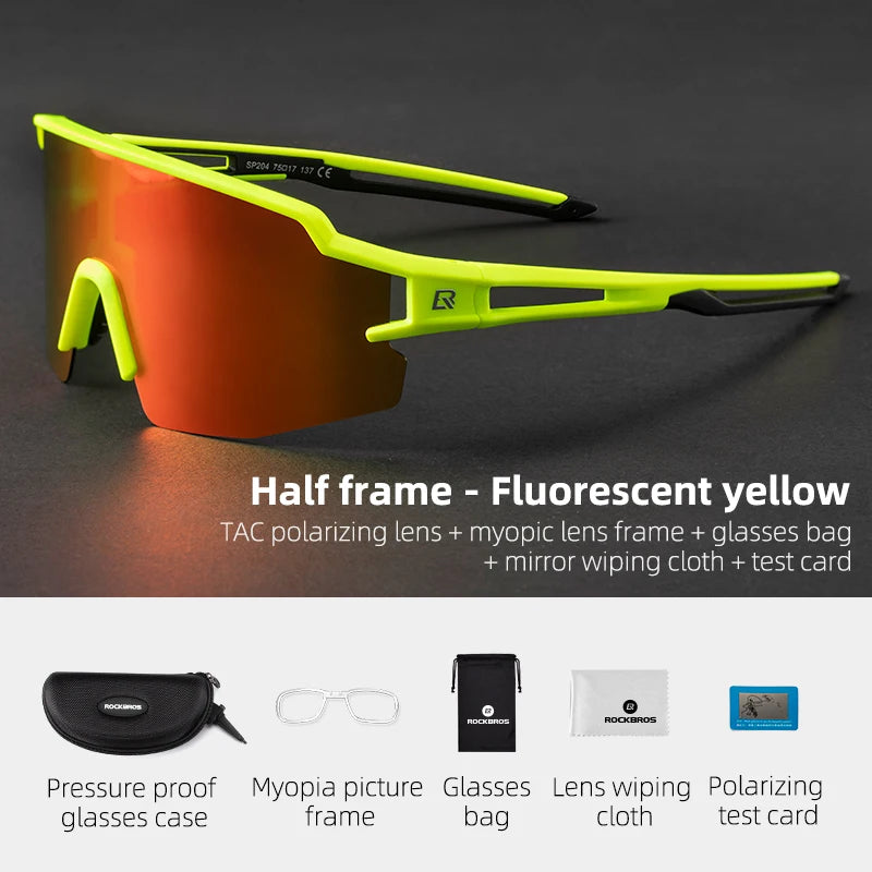 ROCKBROS Bicycle Glasses with Myopia Frame Polarized Len Bike Eyewear Goggles UV400 Outdoor Sports MTB Road Cycling Sunglasses
