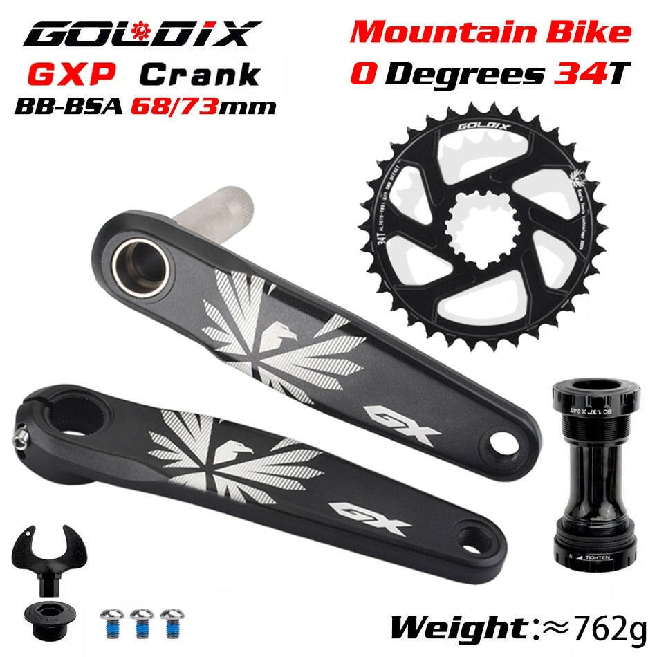 GX Bicycle Crankset GXP MTB Bike Crank Chainring Bike 170mm 175mm Black 0 Degree 30T 32T 34T 36T 38T Aluminum Alloy with Bottom-WAYBIKER