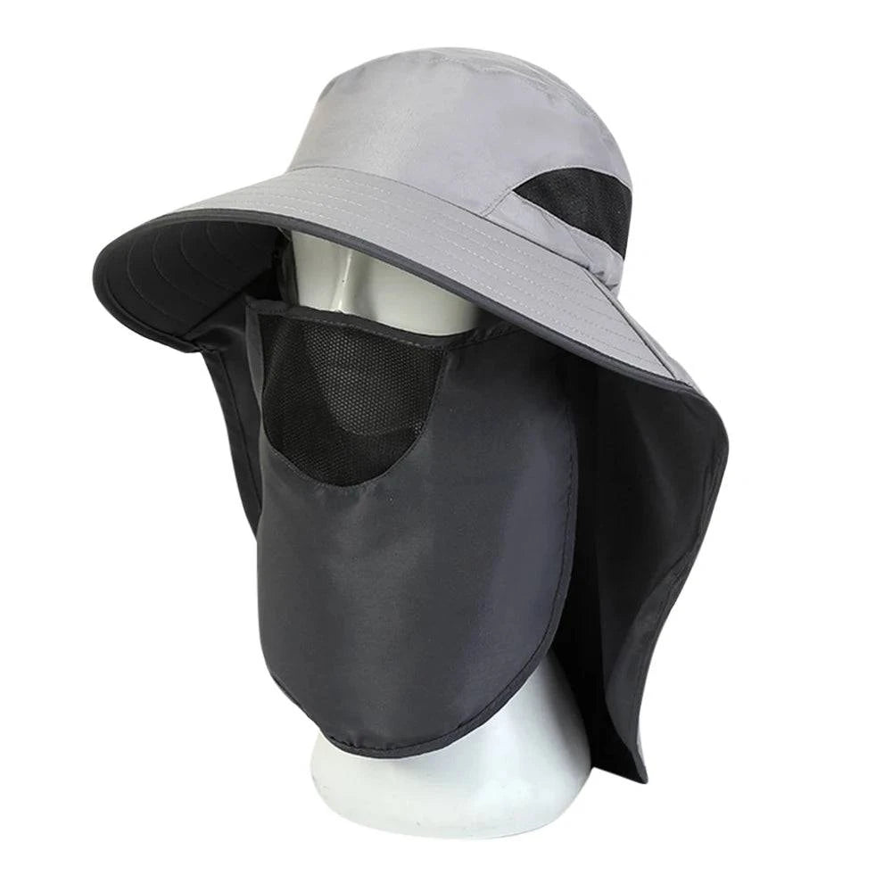 UV-Protection Hat Hiking Hat with Removable Mesh Face Neck Flap Cover Fishing Cap for Man Women-WAYBIKER