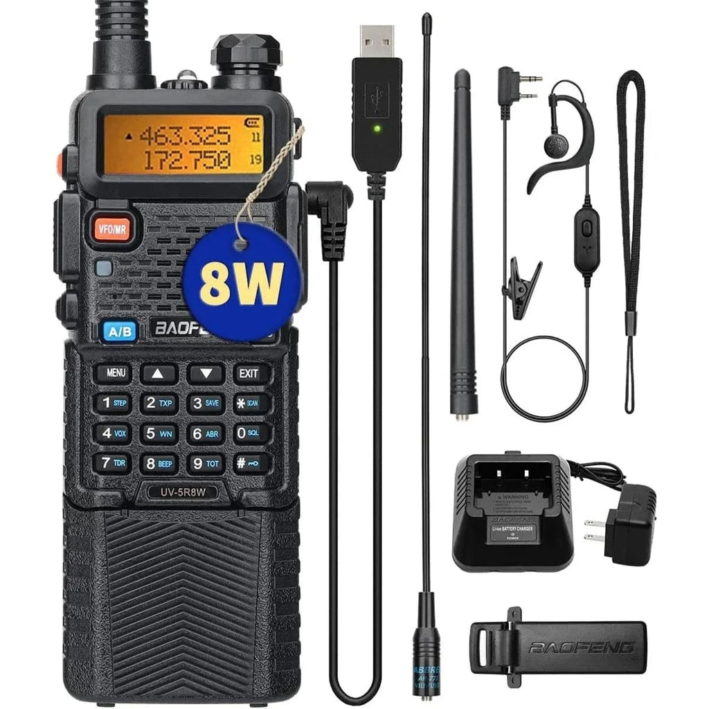 Baofeng UV-5R 8W 3800 Walkie Talkie Tri-Power Dual Band VHF UHF Portable Long Range High Power Handheld CB Ham Two Way Radio-WAYBIKER