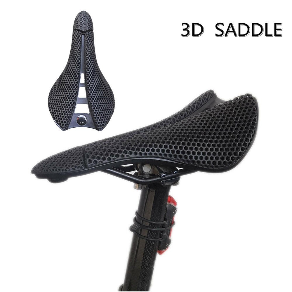 BALUGOE Bicycle 3D Printed Saddle Comfortable Road Bike MTB Seat Cozy Honeycomb Cushion Carbon Mountain Bike 3D Seat Cushion