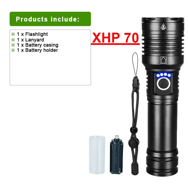 3800LM XHP360 LED Rechargeable Flashlight 18650 USB High Power LED Flashlight Zoom Torch IPX5 Tactical Lantern Camping Hand Lamp-WAYBIKER