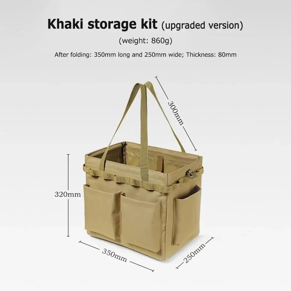 Large Capacity Camping Storage Tool Box Multifunction Wide Mouth Tool Bags Collapsible Outdoor Hiking Fishing Organizer Bags-WAYBIKER
