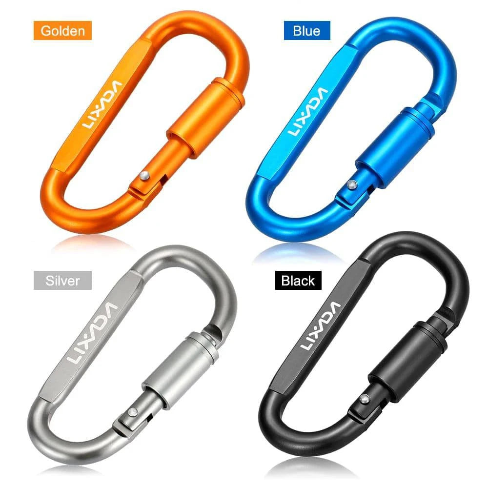 Lixada Aluminum Alloy D-ring Locking Carabiner Screw Lock Hanging Hook Buckle Keychain for Outdoor Camping Hiking-WAYBIKER
