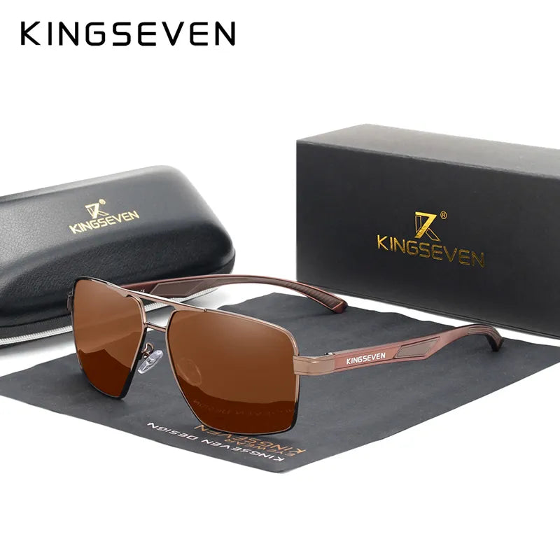 KINGSEVEN Aluminum Men's Sunglasse Polarized Lens Brand Red Design Temples Sun glasses Coating Mirror Glasses-WAYBIKER