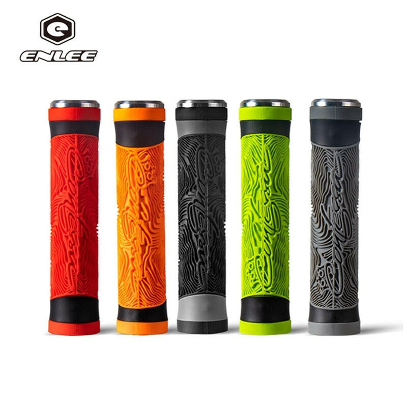 ENLEE MTB Bike Handle Silicone Grips  Flat Handlebar Bicycle Bar End Plugs Anti-Slip For MTB Road BMX Mountain Folding Parts-WAYBIKER