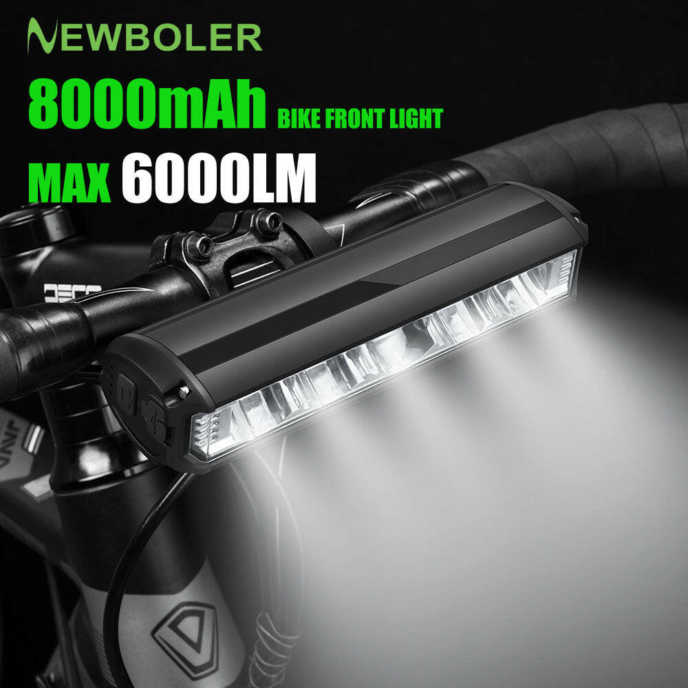 NEWBOLER Bicycle Light Front 6000Lumen Bike Light 8000mAh Waterproof Flashlight USB Charging MTB Road Cycling Lamp Accessories