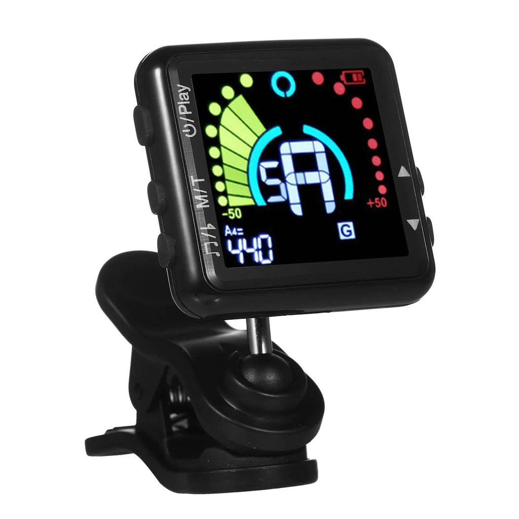 Guitar Tuner Rechargeable Tuner Clip On LED Color Display Professional Electric Guitar Tuner & Metronome for Guitar Accessories-WAYBIKER