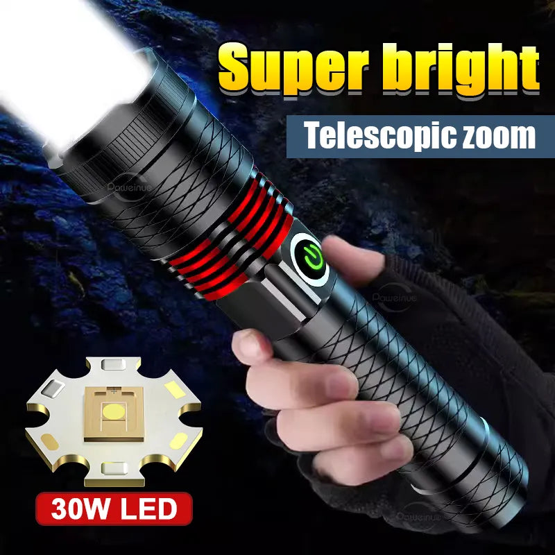 Ultra Powerful Torch Lamp Lighting 2000M Powerful Long Range Flashlight Tactical Lantern XHP360 Rechargeable Flashlight Hunting-WAYBIKER