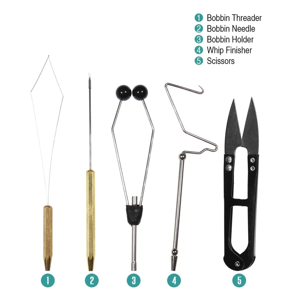 5pcs/6pcs Fly Tying Tools Combo Kit Fly Tying Vise Bobbin Holder Threader Needle Whip Finisher Scissors For Outdoor Fishing-WAYBIKER