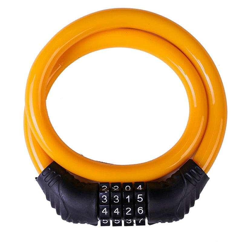 Bicycle Lock 4 Digit Code 600mm*12mm Anti-theft Lock Bike Security Accessory Steel Cable Cycling Bicycle Lock-WAYBIKER