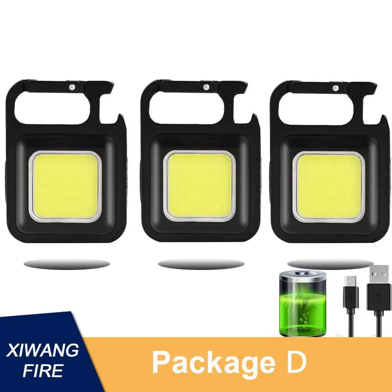 Mutifuction Portable USB Rechargeable Pocket Work Light Mini LED Keychain Light with Corkscrew Outdoor Camping Fishing Climbing-WAYBIKER