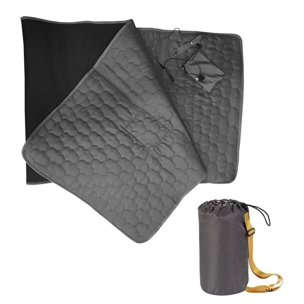 Adult Outdoor Heated Sleeping Bag Pad Mattress with 5 Heating Zone 3-Level Temperature USB Power Warm Heating Mat for Camping-WAYBIKER