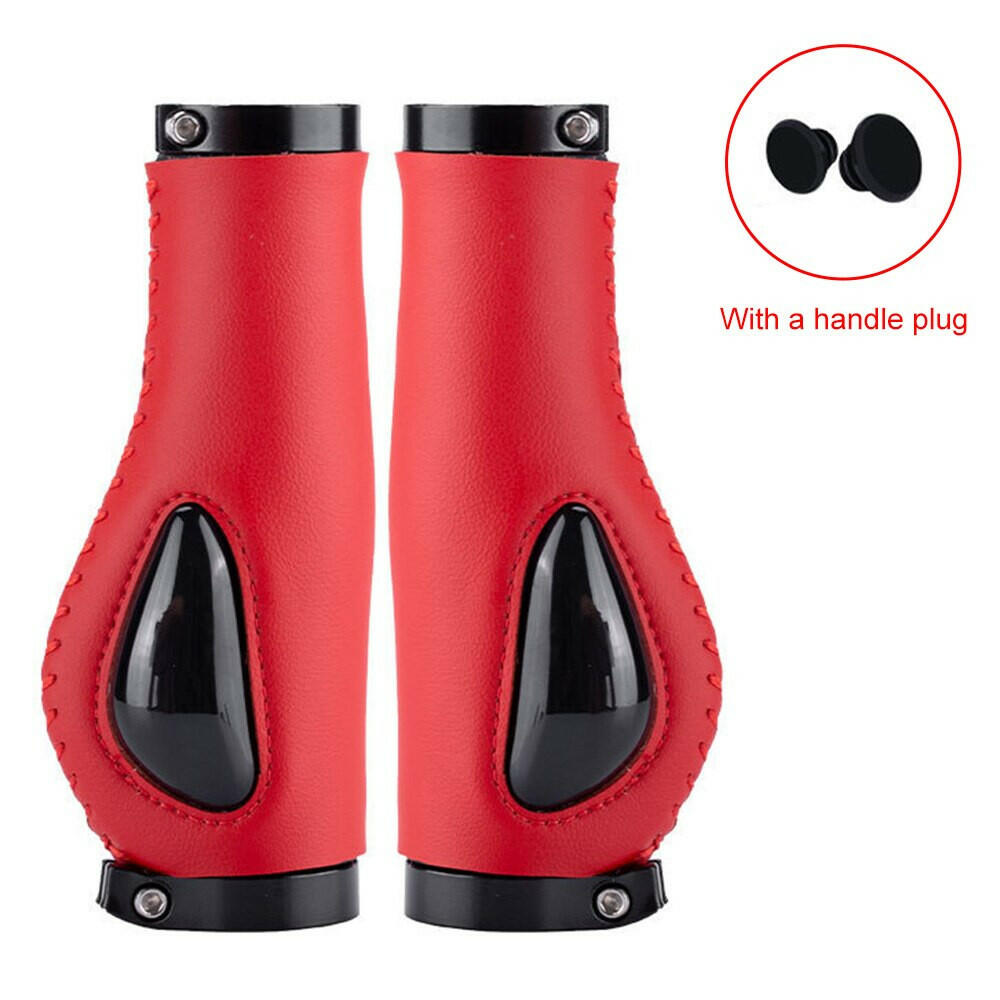 Mountain Bike Handlebar Grips Non-slip MTB Handle Ergonomics Bilateral Lock Bicycle Grips Shockproof Leather Handle Bar Grips-WAYBIKER