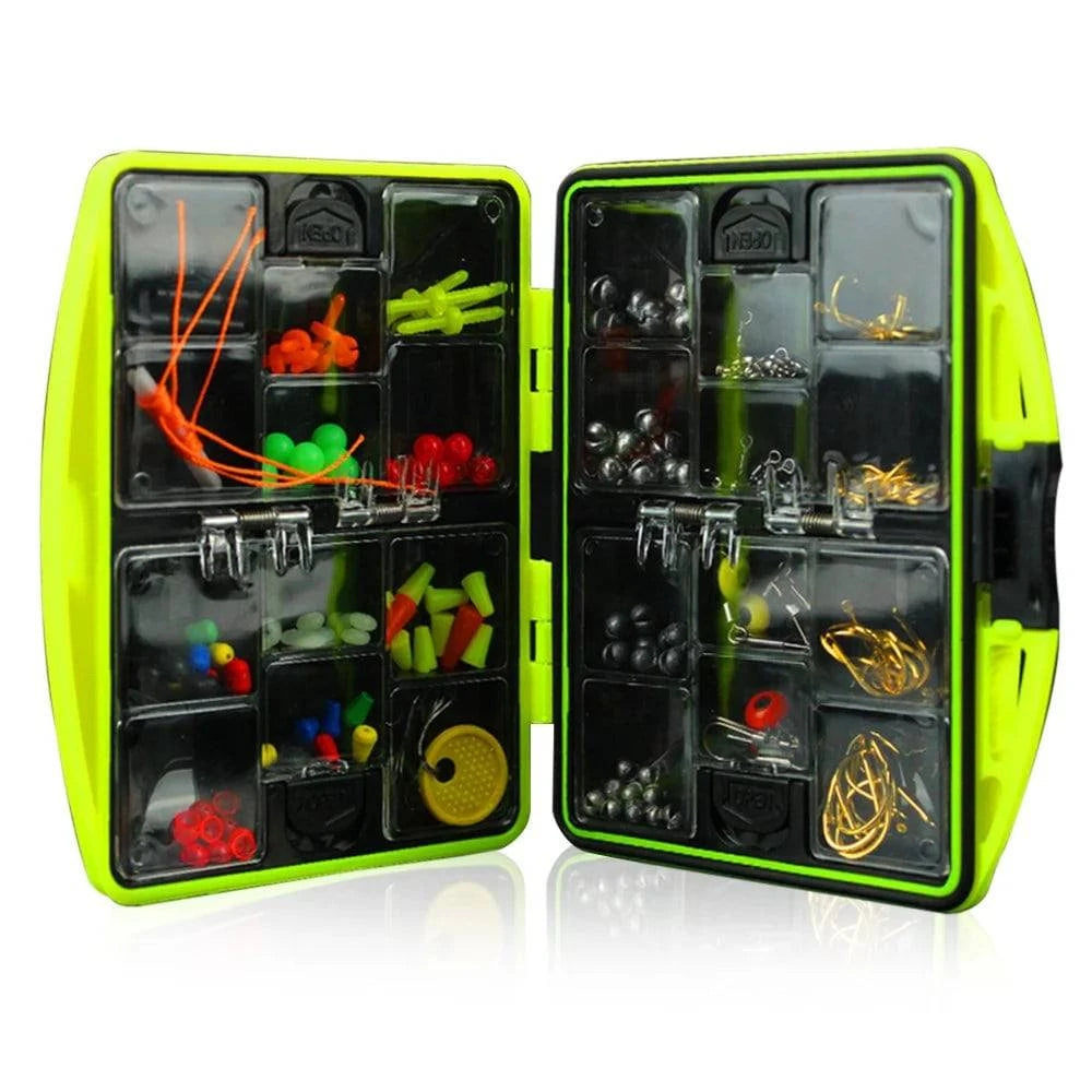 Fishing Accessories Kit Including Hook Sinker Weights Fishing Swivels Snaps Fishing Line Beads Fishing Set with Tackle Box-WAYBIKER