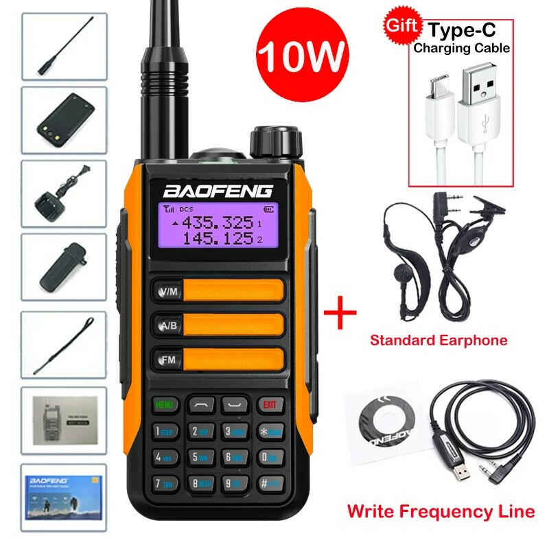 2023 Baofeng UV-16 MAX Walkie Talkie 10 KM Military 10W Powerful Waterproof VHF UHF CB Ham Dual Band Two Way Radio USB-C Charger-WAYBIKER