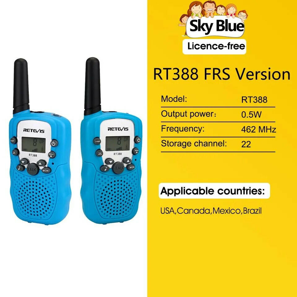 RETEVIS RT388 Walkie Talkie Children 2 Pcs Children Radio Receiver WalkieTalkies Kids Birthday Gift Child Toys for Boys Girls-WAYBIKER