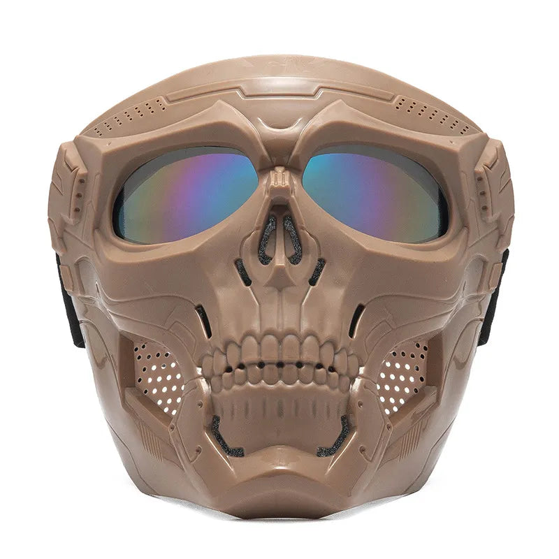 Cycling Colored Goggle Motorcycle Skull Skeleton Mask Windproof Full Face Mask Paintball Game Tactical Protection Helmet Mask-WAYBIKER