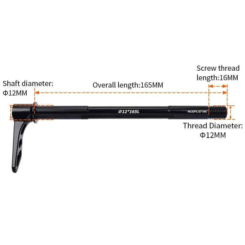 Lebycle MTB Quick release Thru Axle Road Bike Screw Shaft DT Structure Skewers 12mm Wheel Axis Hub Rear M12 M15 x 148-WAYBIKER