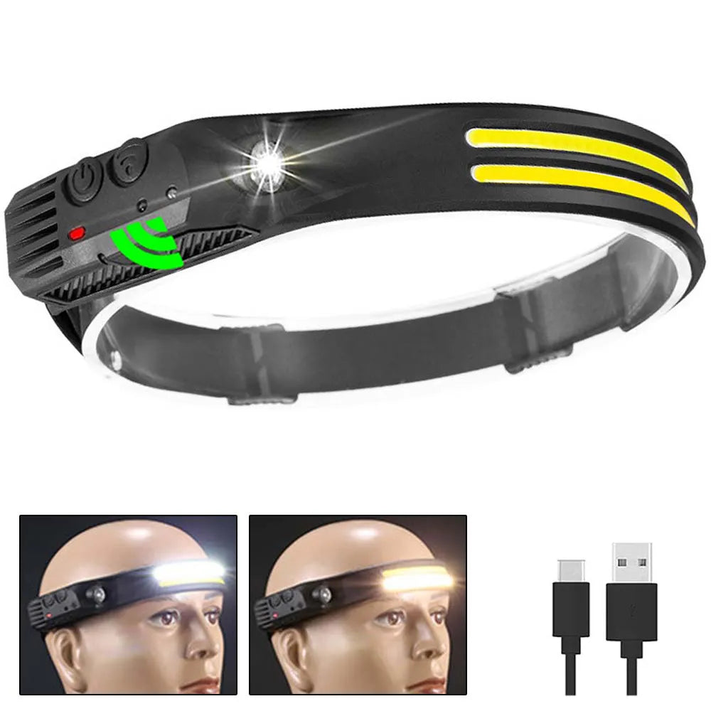 New LED Sensor Headlamp Camping Search Light Head Flashlight Rechargeable Powerful Head Lamp Front Lanterns Headlights 6 Styles-WAYBIKER