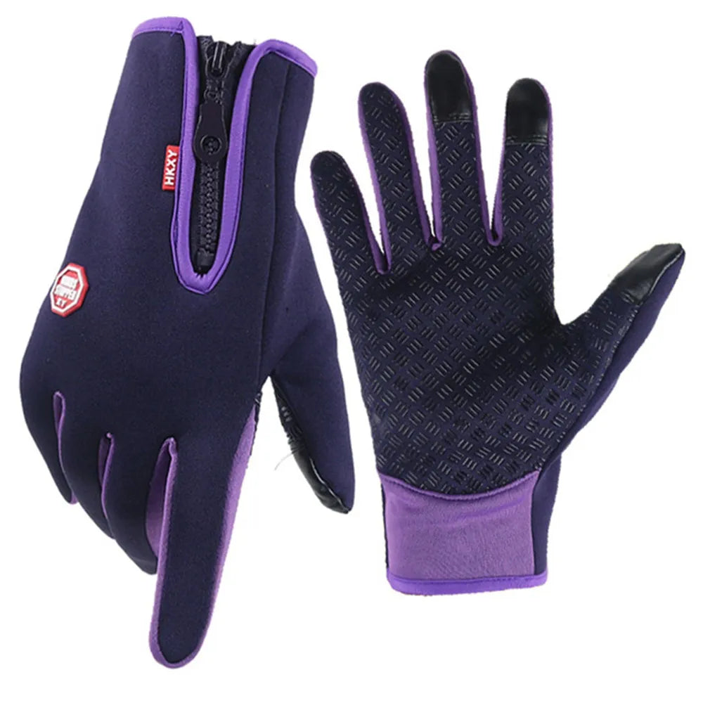 Warm Gloves For Men Waterproof Windproof Cold Gloves Snowboard Motorcycle Riding Driving Warm Touchscreen Zipper Glove-WAYBIKER
