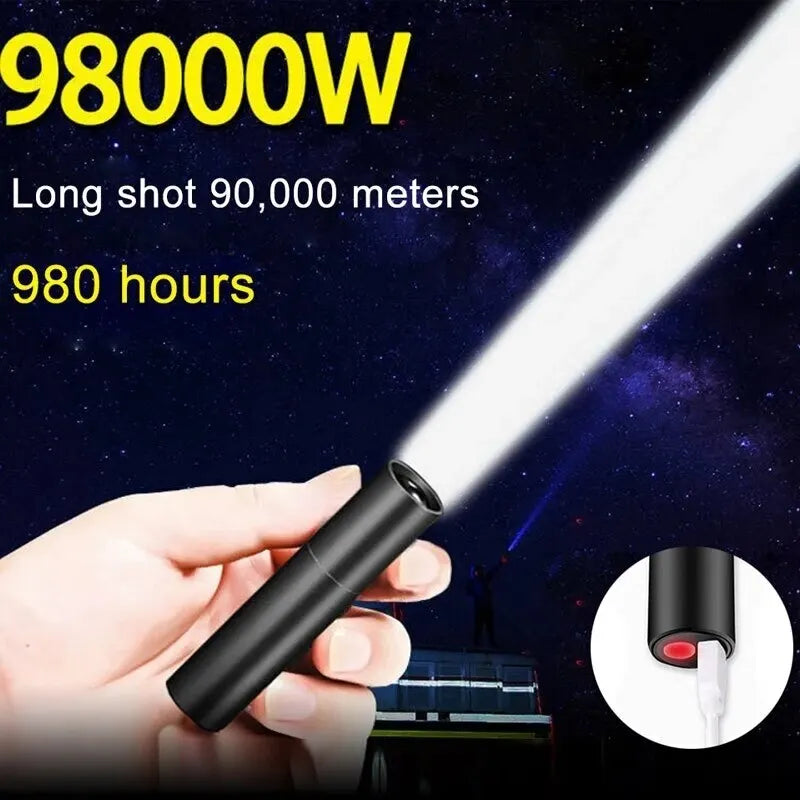 Mini Telescopic Zoom Flashlight 3 Light Mode Torch USB Rechargable Waterproof Powerful Flashlights Outdoor Portable Torch Lamp-WAYBIKER