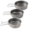 3pcs Titanium Bowls Set Ultralight Titanium Dinner Bowl Pan with Foldable Handles for Outdoor Camping Hiking Picnic-WAYBIKER