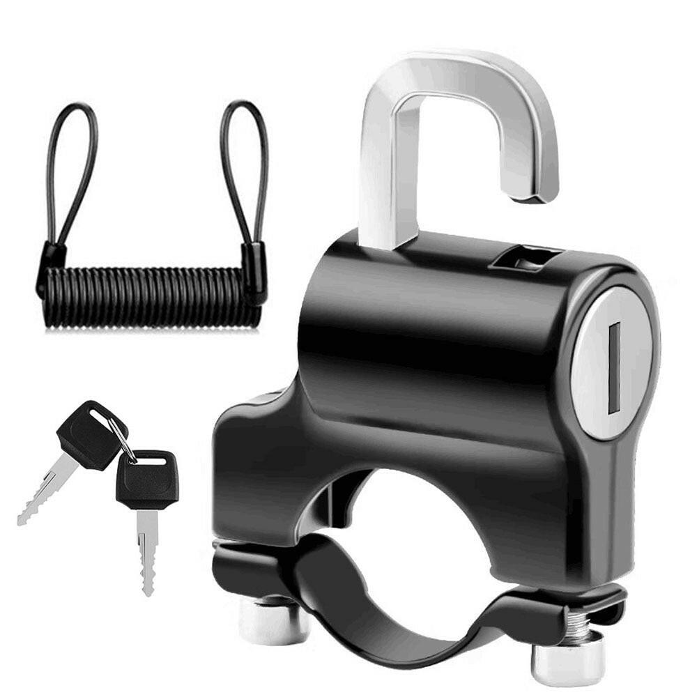 Mini Portable Helmet Lock Anti-Theft Safety Lock All-Metal with 2 Keys for 22-24mm Handlebar Bike Motorcycle Electric Scooter-WAYBIKER