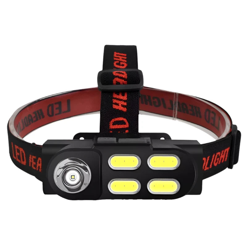 Portable Mini Headlamp XPE+4COB LED Headlight USB Rechargeable Use 18650 Battery Camping Light Night Fishing Lantern-WAYBIKER