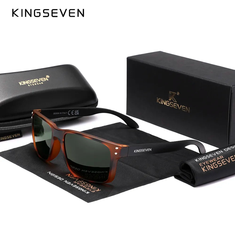 KINGSEVEN Brand Square Retro TR90 Polarized Sunglasses Women Men Carbon Fiber Pattern Design Outdoor Sports Eyewear-WAYBIKER