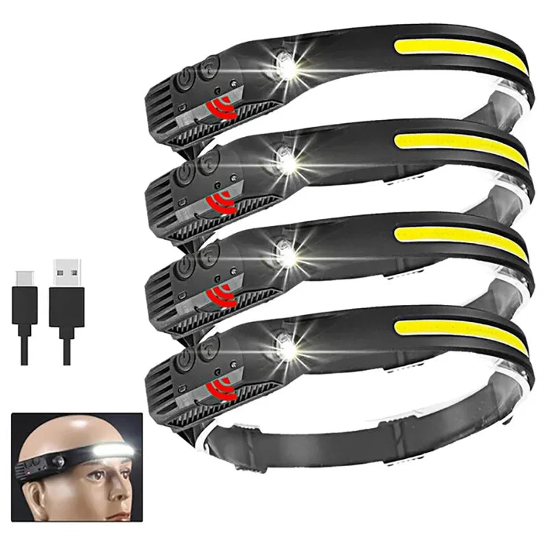 Head Flashlight Headlight Led Head Lamp Rechargeable Led Headlamp Work Light Camping Searchlight Torch With Built-in Battery-WAYBIKER