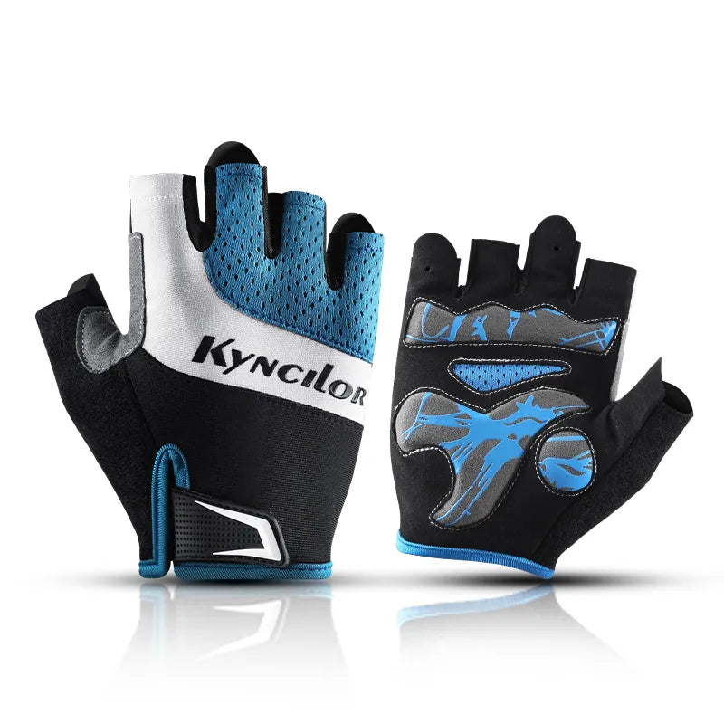 Half Finger Sports Cycling Gloves Breathable Sweat Non-Slip Wear MTB Gloves Fitness Gym Riding Motorcycle Gloves Men Black-WAYBIKER