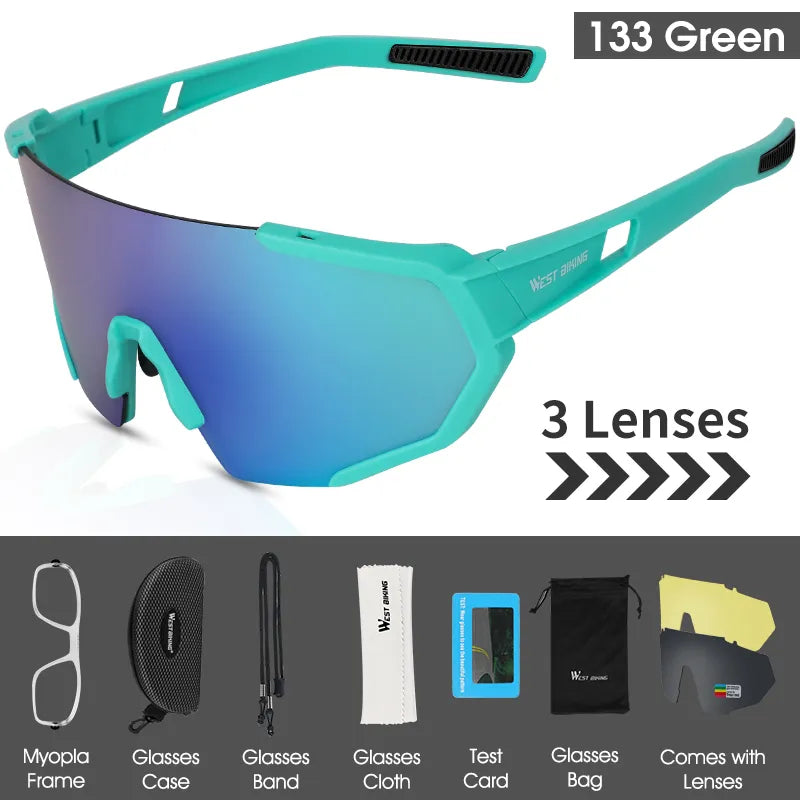 WEST BIKING 3 Lens Polarized Cycling Sunglasses UV400 Sports Bicycle Glasses MTB Mountain Fishing Hiking Men Women Sunglasses-WAYBIKER