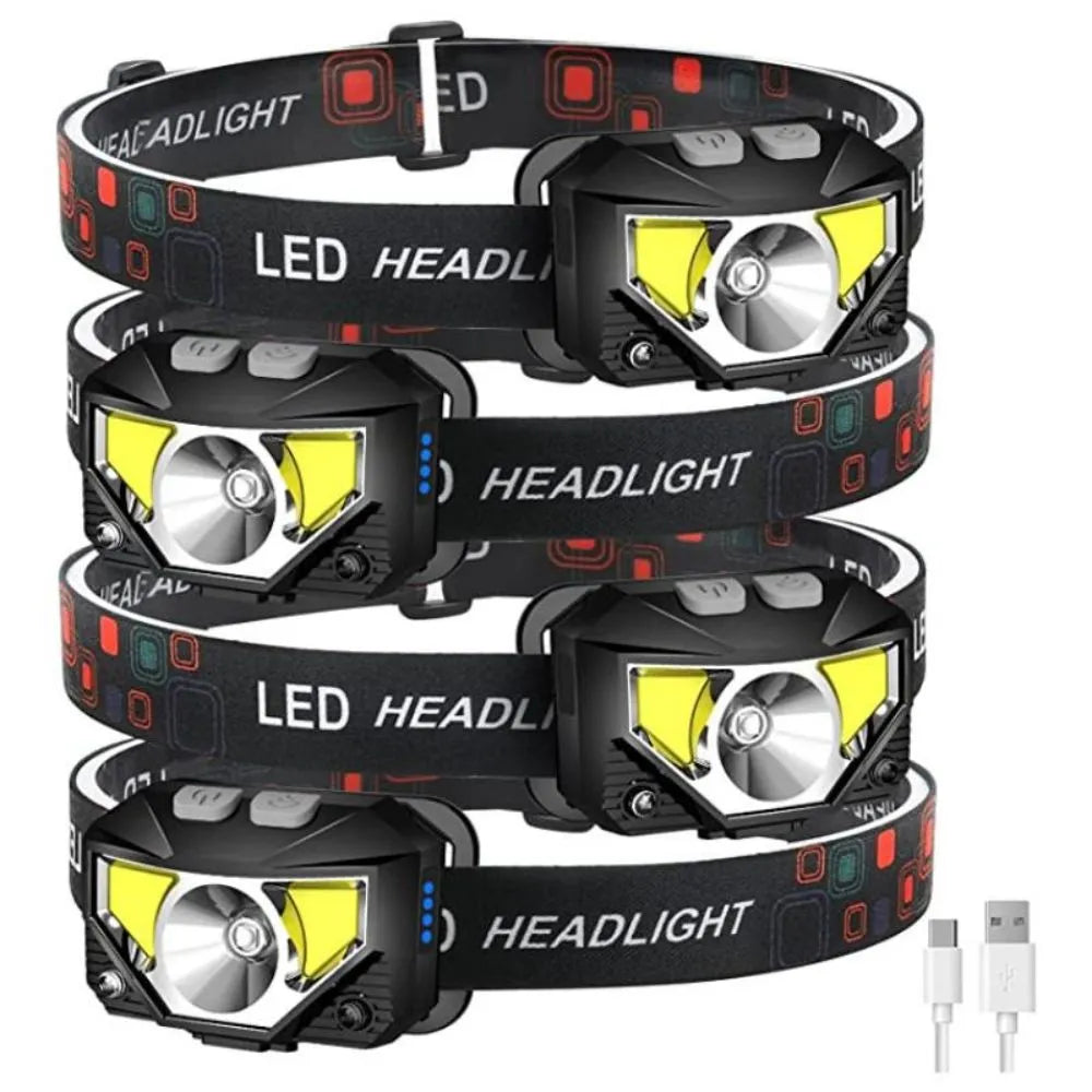 8 Modes Powerful LED Headlight Motion Sensor USB RechargeableXPE+COB LED Waterproof Head Torch Outdoor Camping Fishing Headlight-WAYBIKER