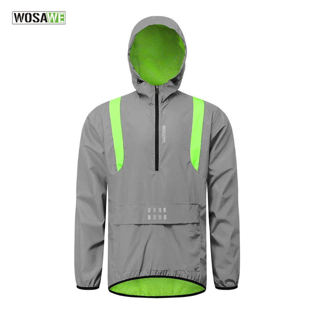 WOSAWE Reflective Jacket Men Autumn Winter warm windproof Long Sleeve Coat Male Trend Street Hip-hop Cycling Jackets Outerwear-WAYBIKER