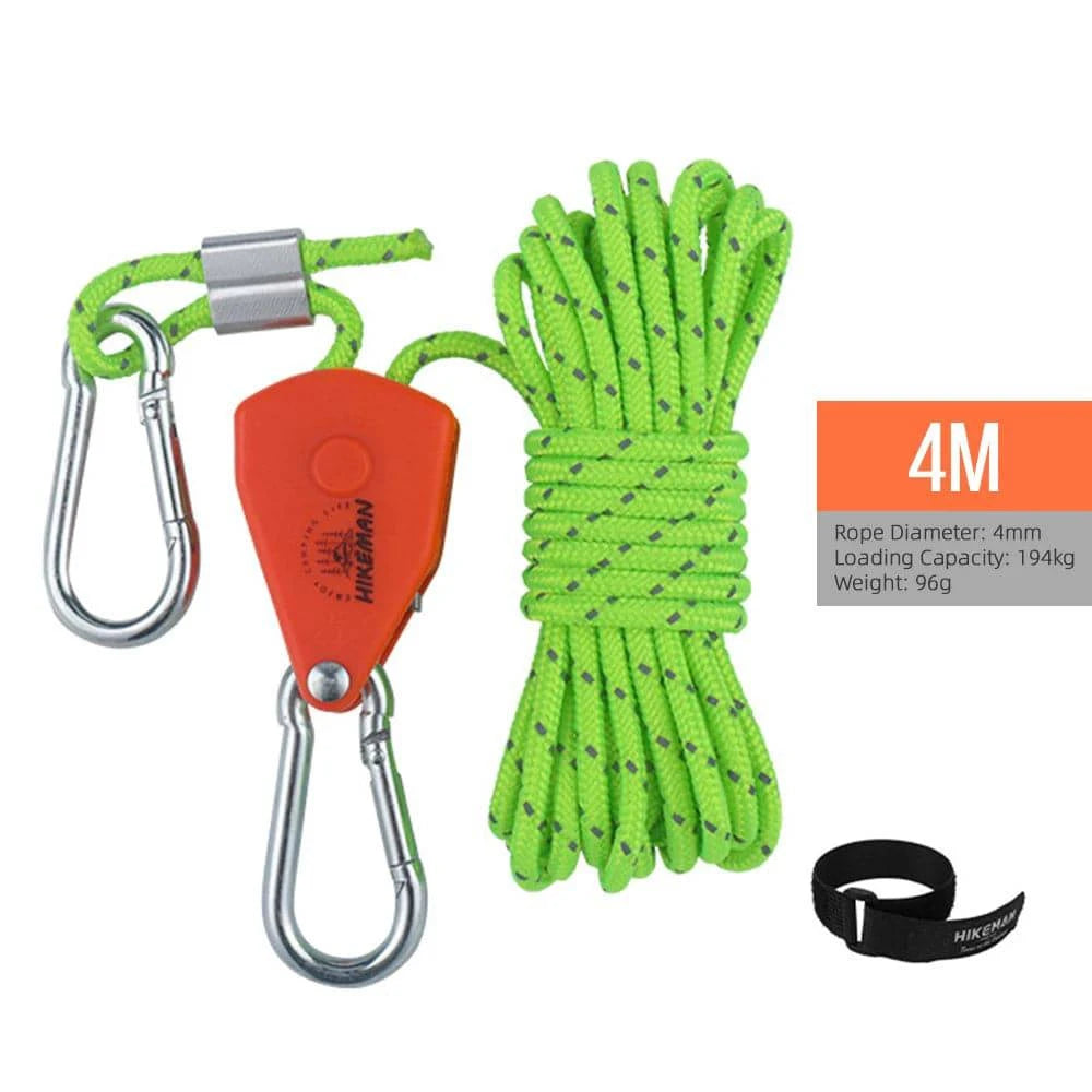 4meters/5meters Adjustable Tent Rope Clip Hanger Loose-Proof Reinforced Awning Windproof Rope Clip Camping Tools-WAYBIKER