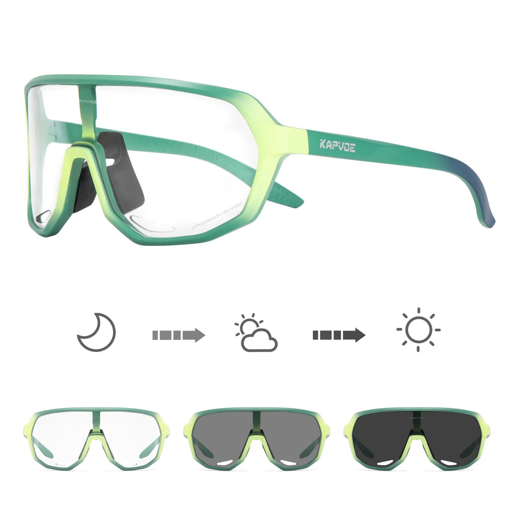 KAPVOE Outdoor Sport Photochromic Cycling Sunglasses UV400 Road Bike Cycling Glasses for Men Women MTB Driving Bicycle Goggles-WAYBIKER