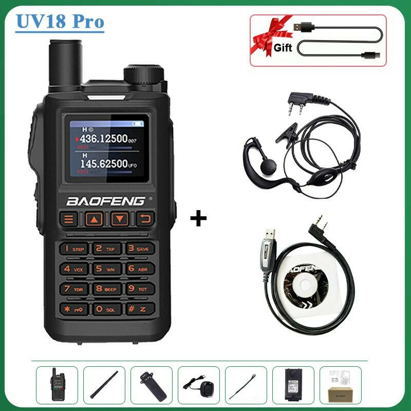 Baofeng UV18 Pro Orange Walkie Talkie 999 Channels 4 Bands UV18i UVi Two Way Radio UV18H L UV-G28 Handheld Transceiver Powerful-WAYBIKER