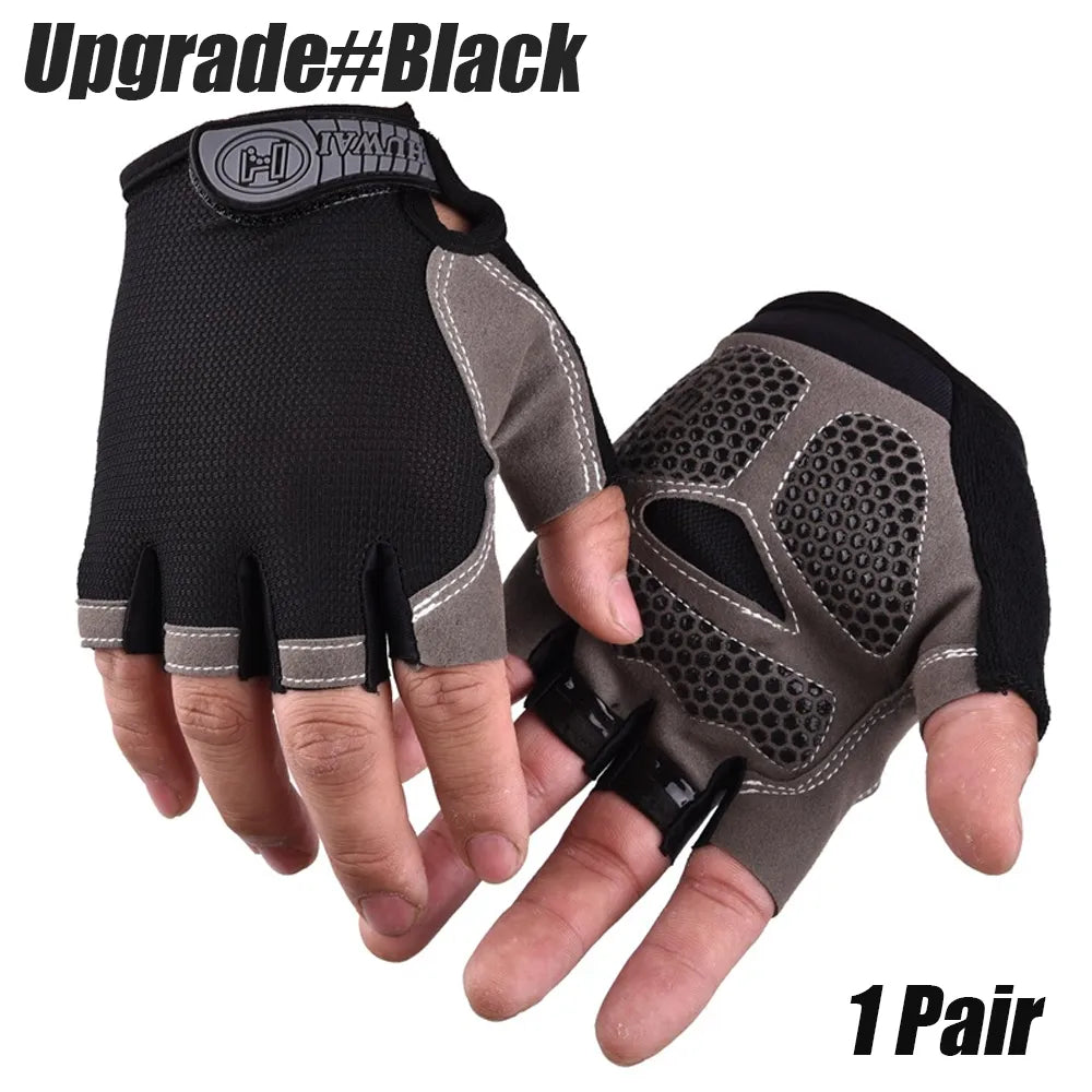 1Pair Cycling Gloves for Men & Women, Anti Slip Shock Absorbing Biking Gloves Half Finger Gel Pad Breathable Bike Bicycle Gloves-WAYBIKER