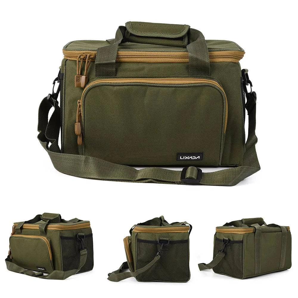 Lixada Portable Multifunctional Canvas Fishing Shoulder Bag Pack Fishing Tackle Bag Fishing Lure Reel Bag Pouch Case-WAYBIKER