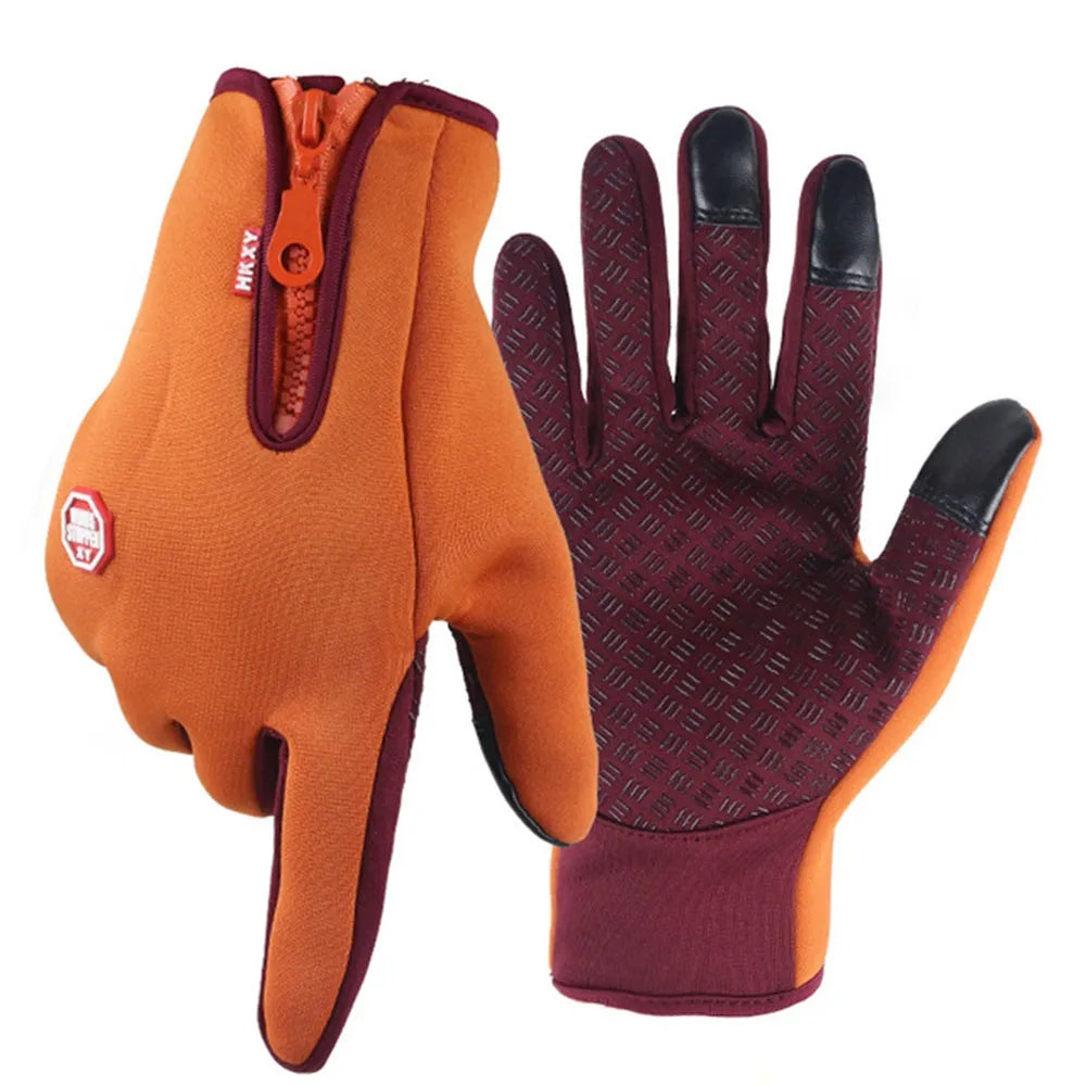 Warm Gloves For Men Waterproof Windproof Cold Gloves Snowboard Motorcycle Riding Driving Warm Touchscreen Zipper Glove-WAYBIKER