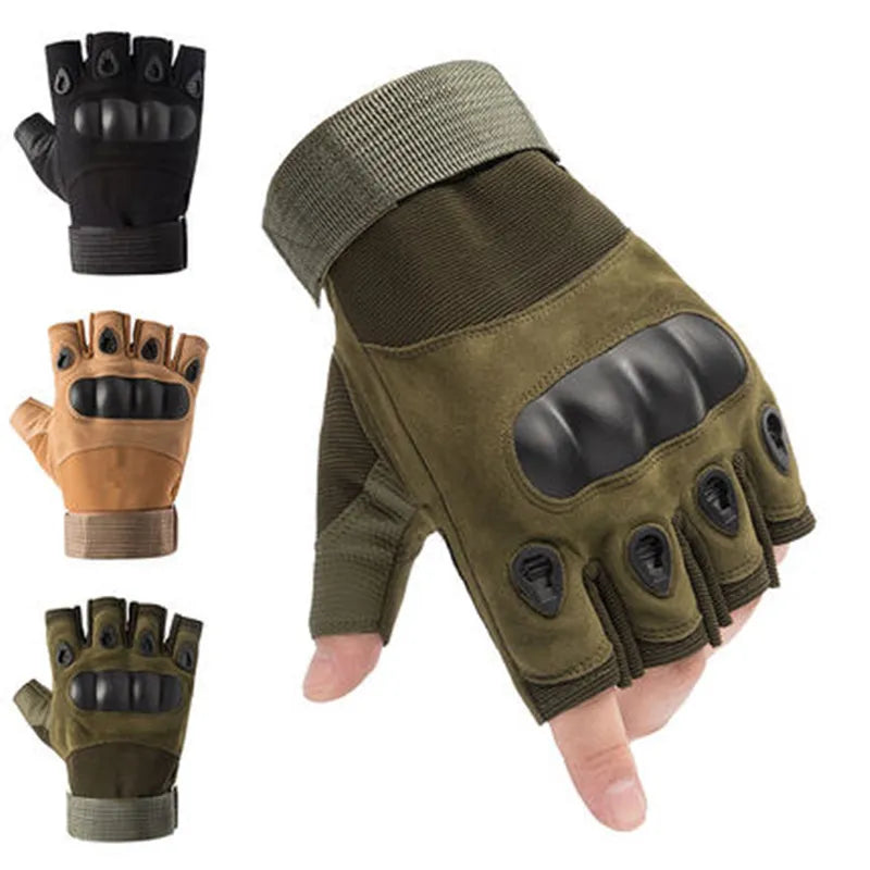 Fingerless Men's Gloves Hard Knuckle Military Tactical Gloves Outdoor Sports Hunting Airsoft Motorcycle Cycling Glove HalfFinger-WAYBIKER