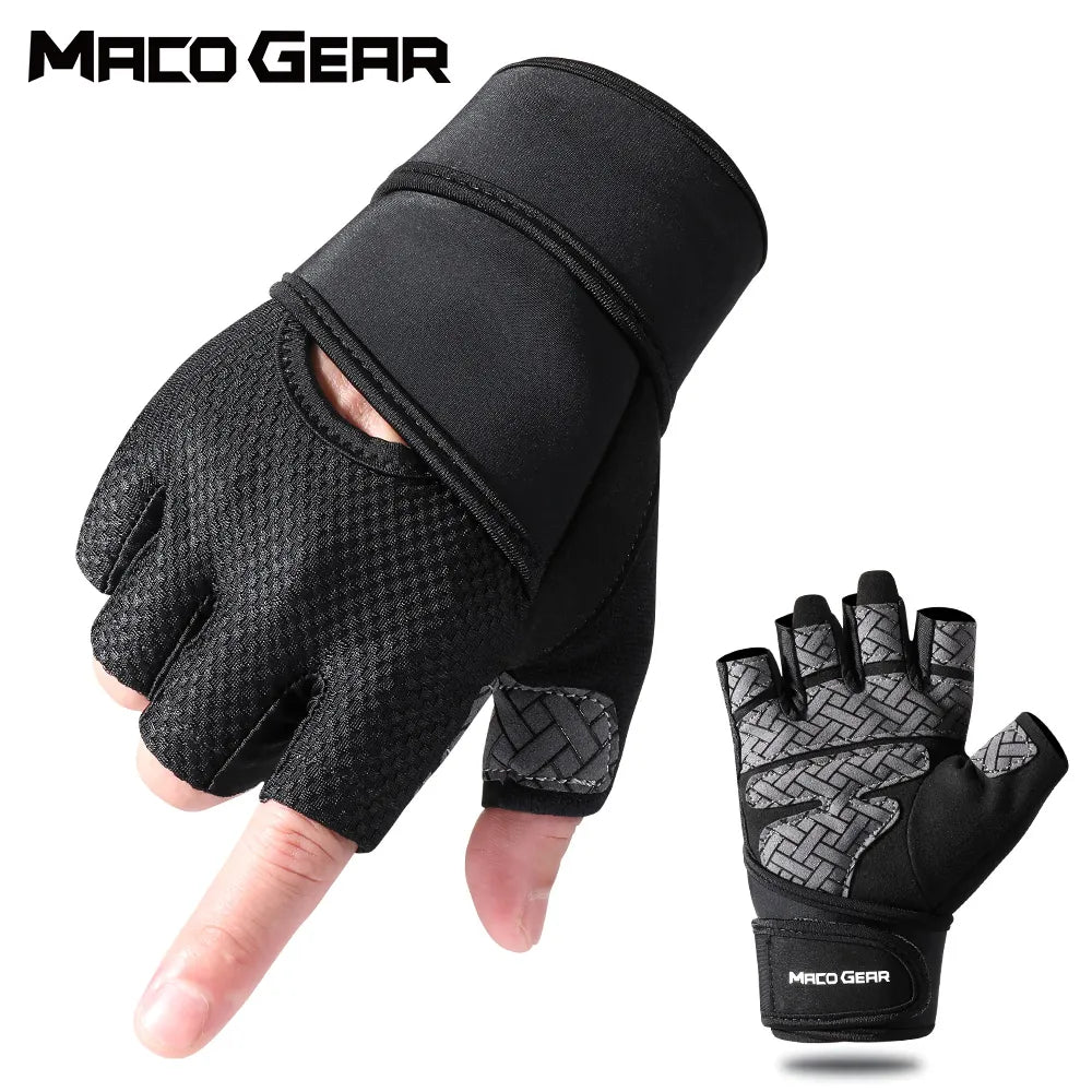 Gym Gloves Fitness Weight Lifting Body Building Training Sports Exercise Cycling Workout Anti-skid Half Finger Glove Men Women-WAYBIKER