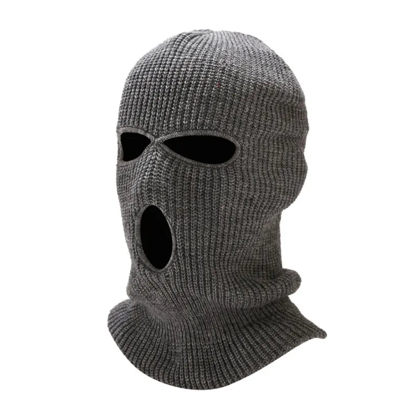 2023 New Fashion 3-Hole Knitted Full Face Cover Ski Mask Winter Balaclava Warm Knit Full Face Mask For Outdoor Sports-WAYBIKER