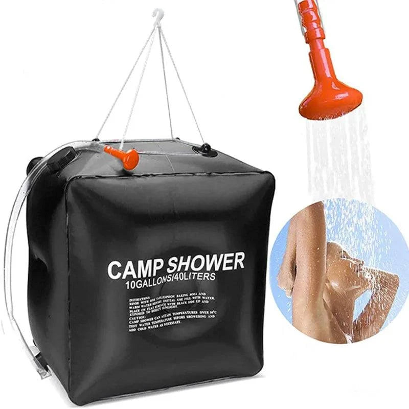 Water Bags 40L Shower Head Solar Power Fast Heating Camping Shower Bag Camping Fishing Hiking Water Storage Bag Bathing Bag-WAYBIKER