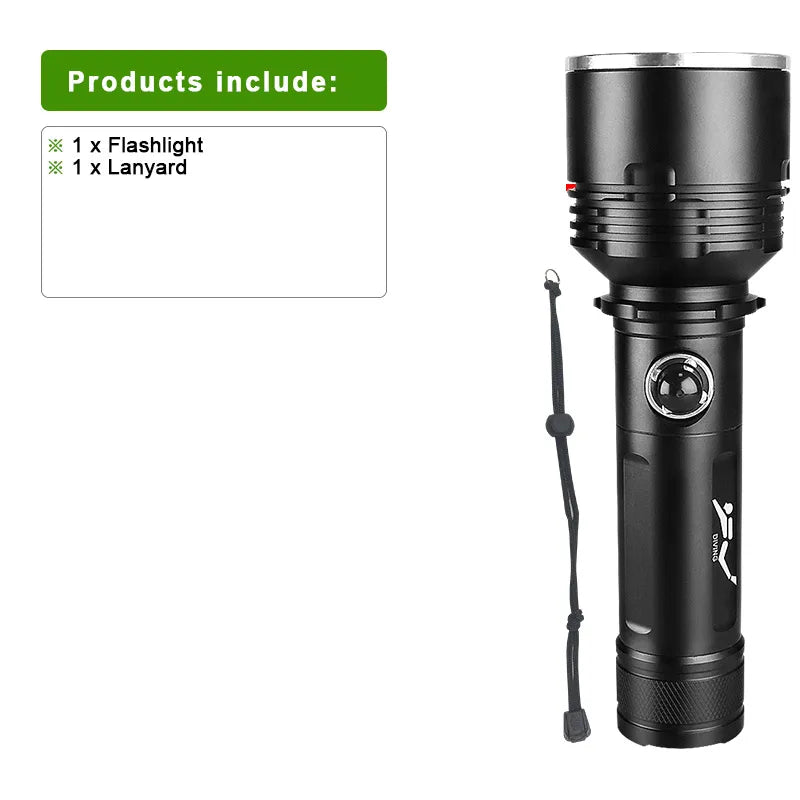 6000 Glare Super XHP120 Powerful Scuba Diving Flashlight High Power Led Dive Torch IPX8 Waterproof Underwater Hunting Lantern-WAYBIKER