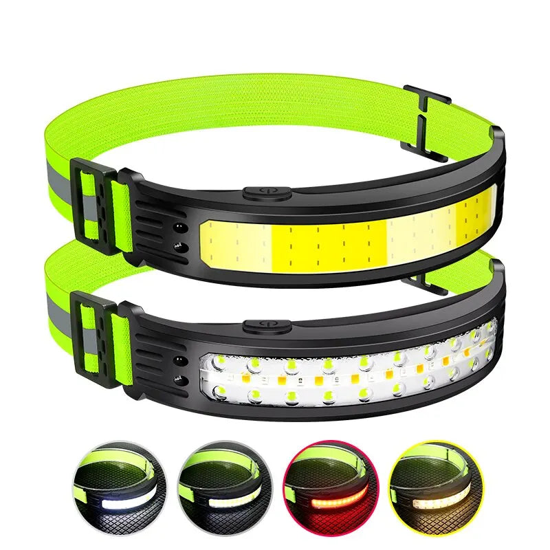 COB Sensor Headlight Built in Battery Fishing Headlamp Rechargeable 6 Modes Head Torch Outdoor Camping Flashlight-WAYBIKER