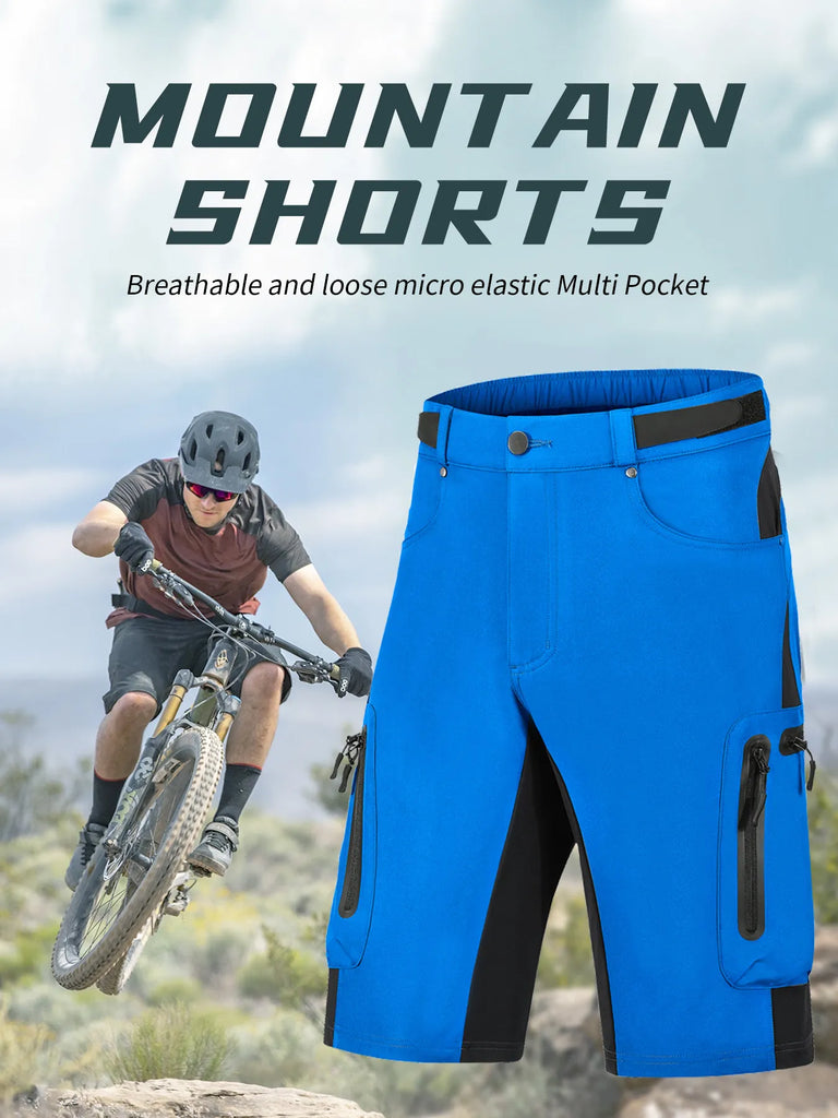 Cycling Shorts Men's mountain bike outdoor sports Breathable loose fit for running cycling zipper pocket-WAYBIKER