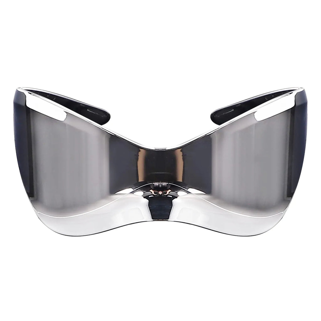 Oversized One Piece Y2K Sunglasses Triangle Hip Hop Cyberpunk Stylish Wrap Around Sun Glasses Women Sports Cycling Eyewear-WAYBIKER